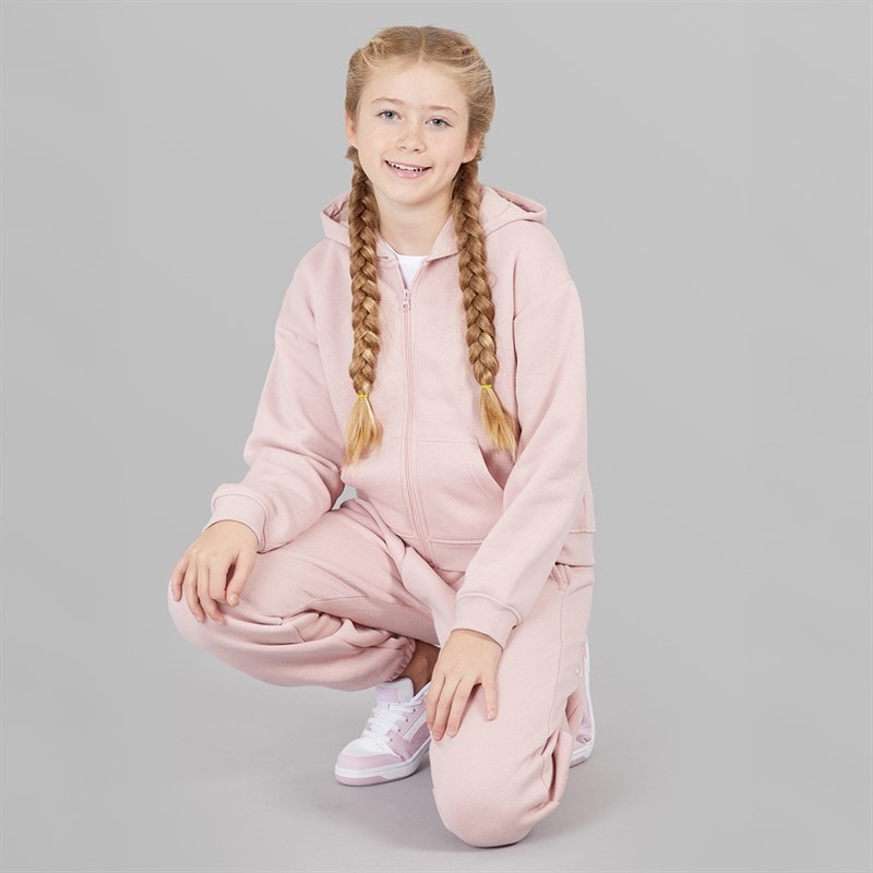 Board Angels Girls Zip Through Hoodie And Joggers Set Baby Pink - Image 4