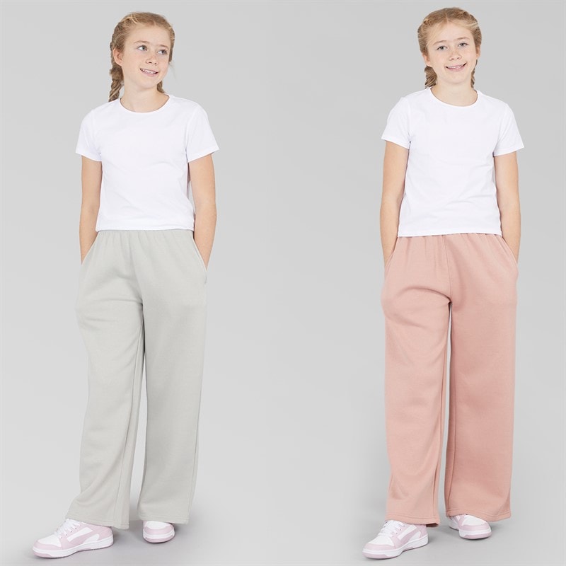 Board Angels Girls Two Pack Wide Leg Joggers Light Grey/Dusky Pink Lt Grey/Dusky Pink - Image 3
