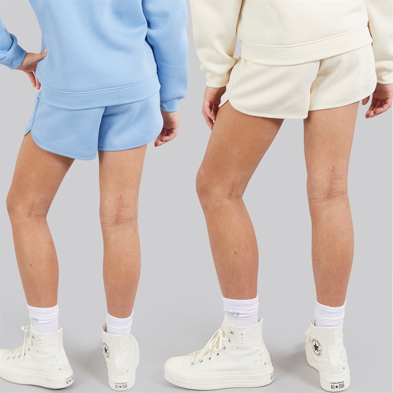 Board Angels Girls Two Pack Fleece Runner Shorts Baby Blue/Off White Baby Blue/Off-White - Image 2