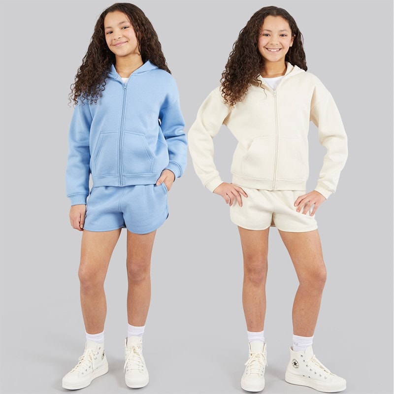 Board Angels Girls Two Pack Fleece Runner Shorts Baby Blue/Off White Baby Blue/Off-White - Image 3