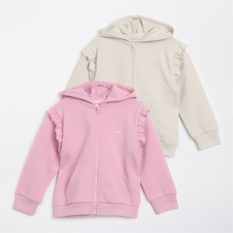 Board Angels Girls Two Pack Hoodies Off-White/Pink