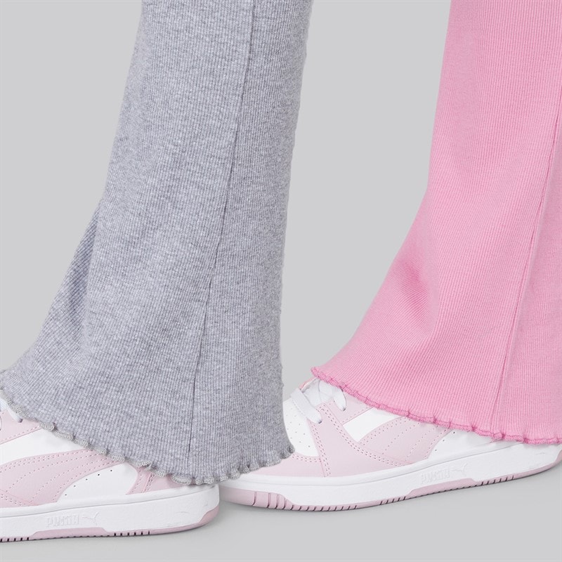 Board Angels Girls Two Pack Rib Flared Leggings Pink/Light Grey Marl - Image 3