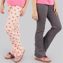Board Angels Girls Two Pack Rib Flared Leggings Charcoal Grey/Print