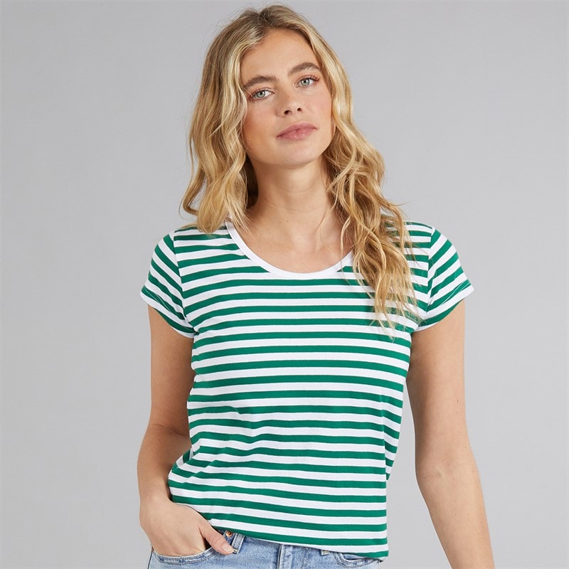 Board Angels Womens Stripe Pack T-Shirts Denim Blue/Dusky Pink Stripe/Green Stripe - Image 2