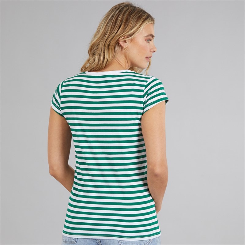 Board Angels Womens Stripe Pack T-Shirts Denim Blue/Dusky Pink Stripe/Green Stripe - Image 3