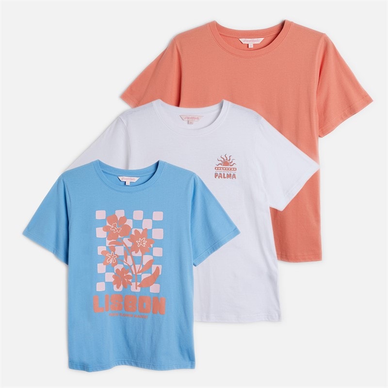Board Angels Womens Three Pack Printed T-Shirts Multi