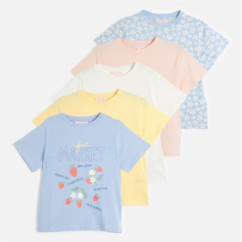 Board Angels Girls Flower Market Five Pack T-Shirts Multi - Image 1