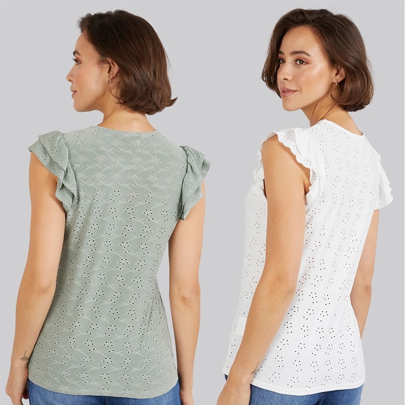 Board Angels Womens Broderie Anglaise Two Pack Tops Multi - Image 2