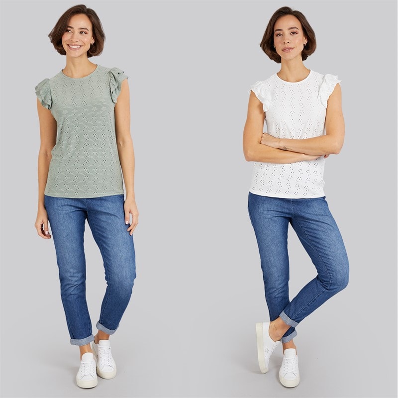 Board Angels Womens Broderie Anglaise Two Pack Tops Multi - Image 4