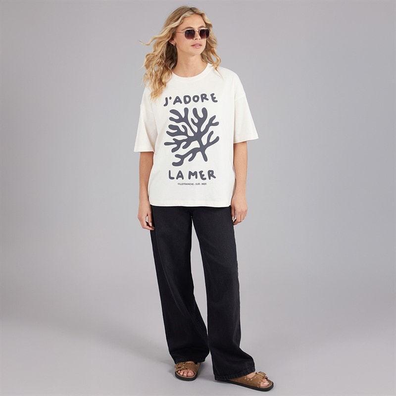 Board Angels Womens Oversized T-Shirt Ecru - Image 3