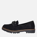 Board Angels Womens Adeline Chunky Chain Loafers Black Micro Suede