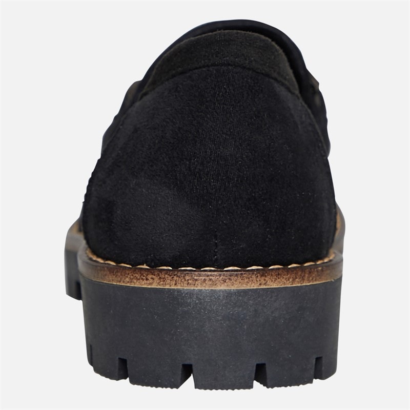 Board Angels Womens Adeline Chunky Chain Loafers Black Micro Suede - Image 3