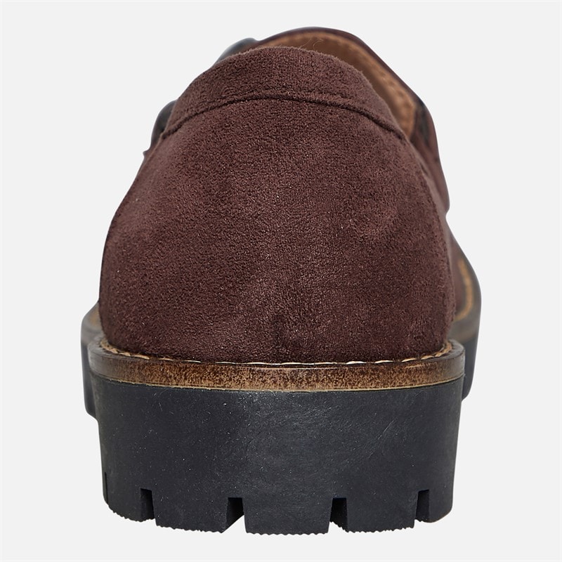 Board Angels Womens Adeline Chunky Chain Loafers Chocolate Micro Suede - Image 3