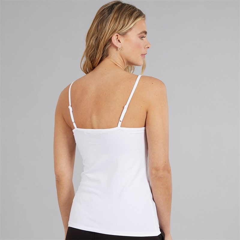 Board Angels Womens Five Pack Strappy Vests Cotton Stretch Black/White/Grey/Natural/Pink Black/White/Gery/Natural - Image 3