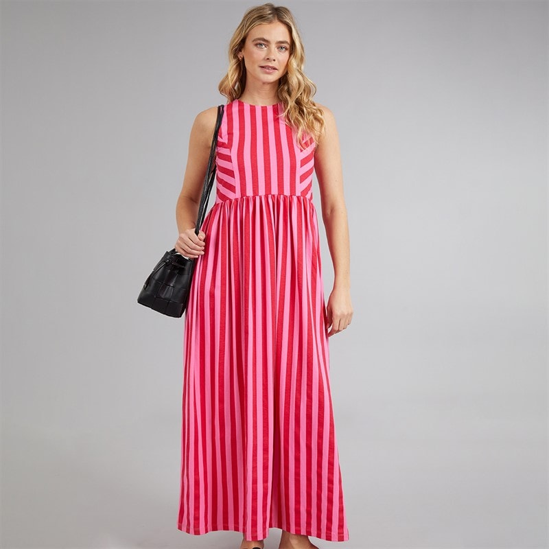 Board Angels Womens Maxi Striped Dress Pink Stripe - Image 1