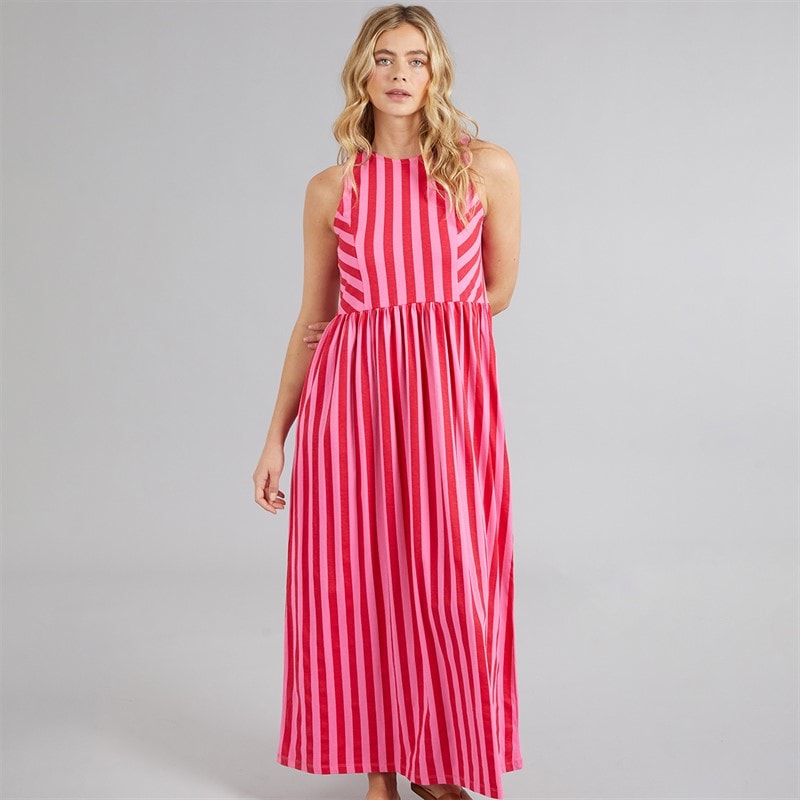 Board Angels Womens Maxi Striped Dress Pink Stripe - Image 3