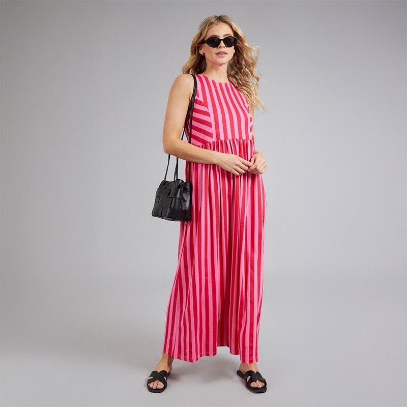 Board Angels Womens Maxi Striped Dress Pink Stripe - Image 4