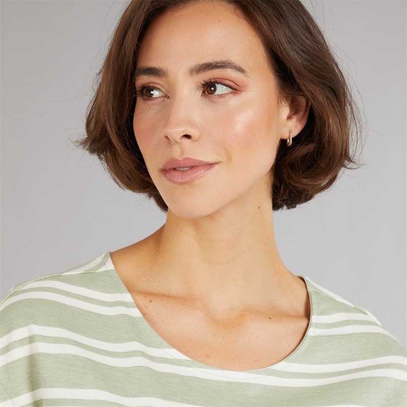Board Angels Womens Tie Waist Dress Sage Stripe - Image 3