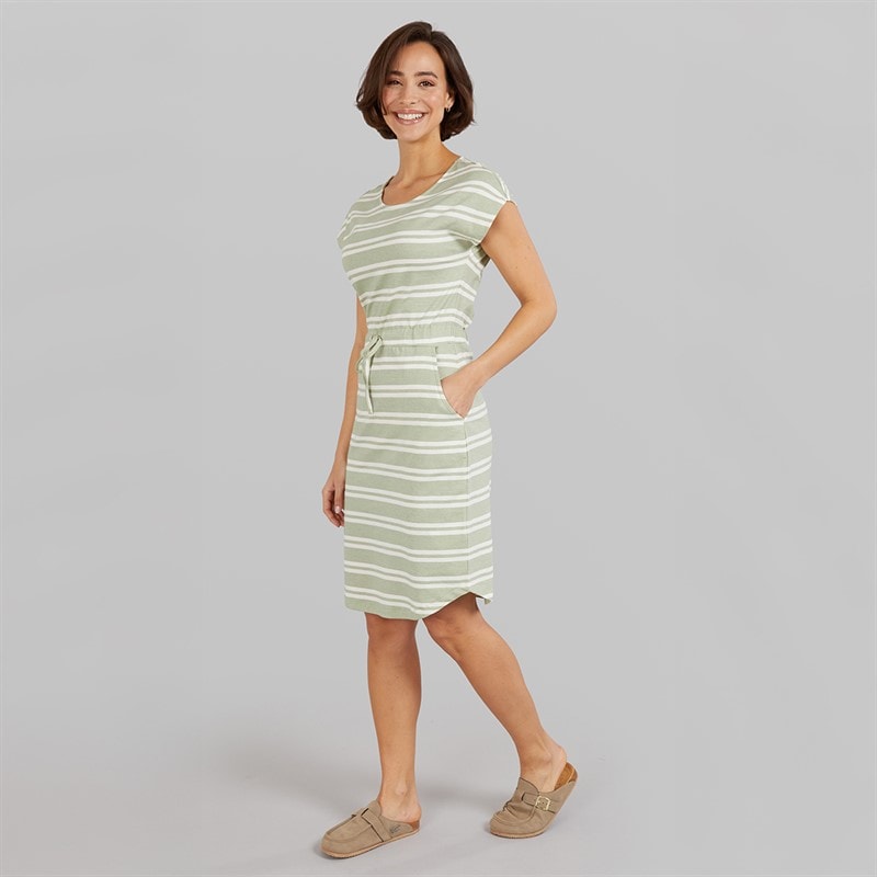 Board Angels Womens Tie Waist Dress Sage Stripe - Image 4