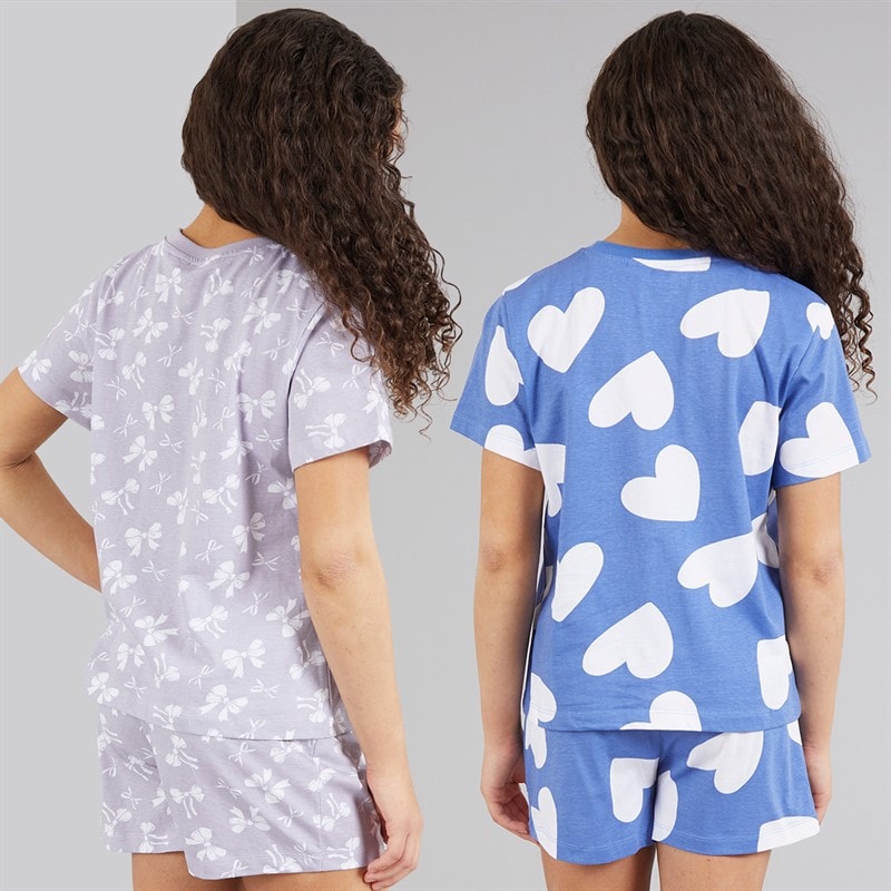Board Angels Girls Two Pack T-Shirt And Shorts Pyjama Sets Multi - Image 2