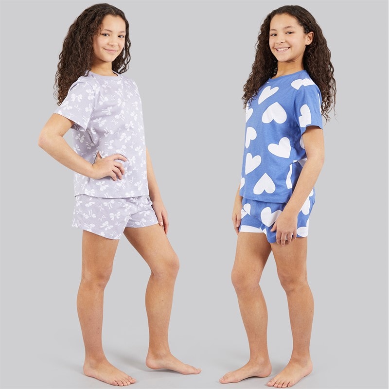 Board Angels Girls Two Pack T-Shirt And Shorts Pyjama Sets Multi - Image 3