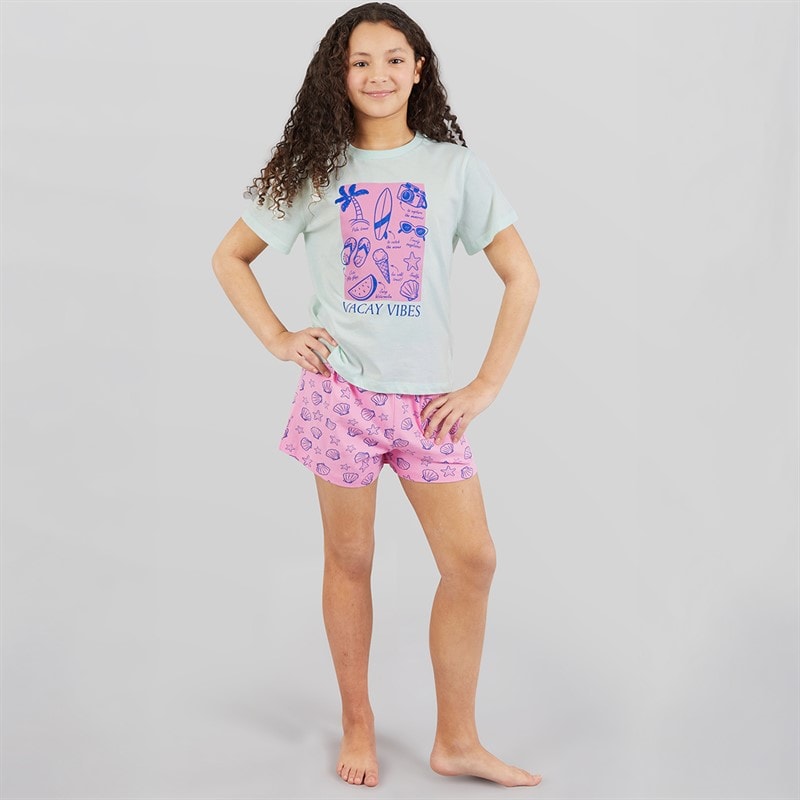 Board Angels Girls T-Shirt And Shorts Pyjama Set Multi - Image 4
