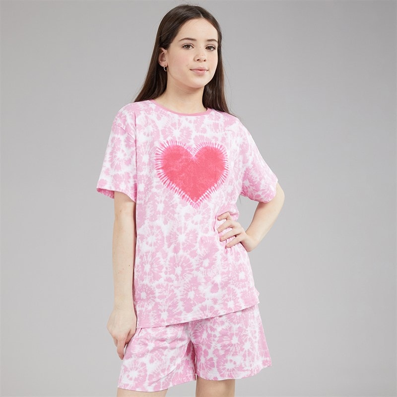 Board Angels Girls T-Shirt And Shorts PJ Set Pink - Image 3