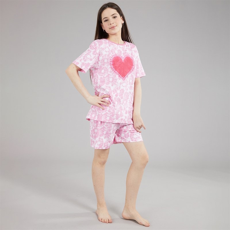 Board Angels Girls T-Shirt And Shorts PJ Set Pink - Image 4