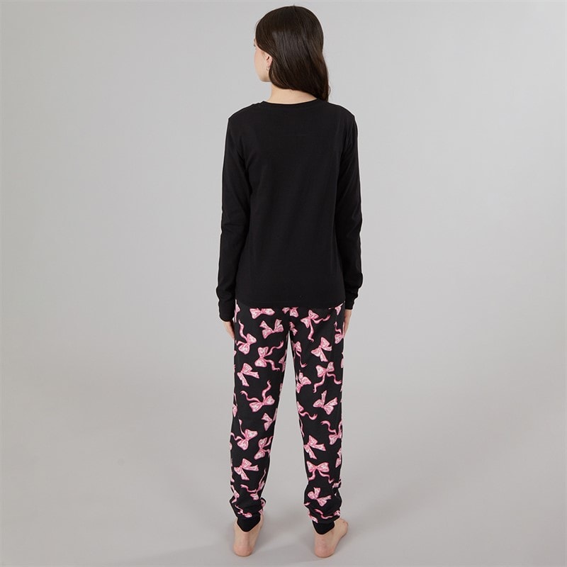 Board Angels Girls T-Shirt And Trousers PJ Set Black - Image 2