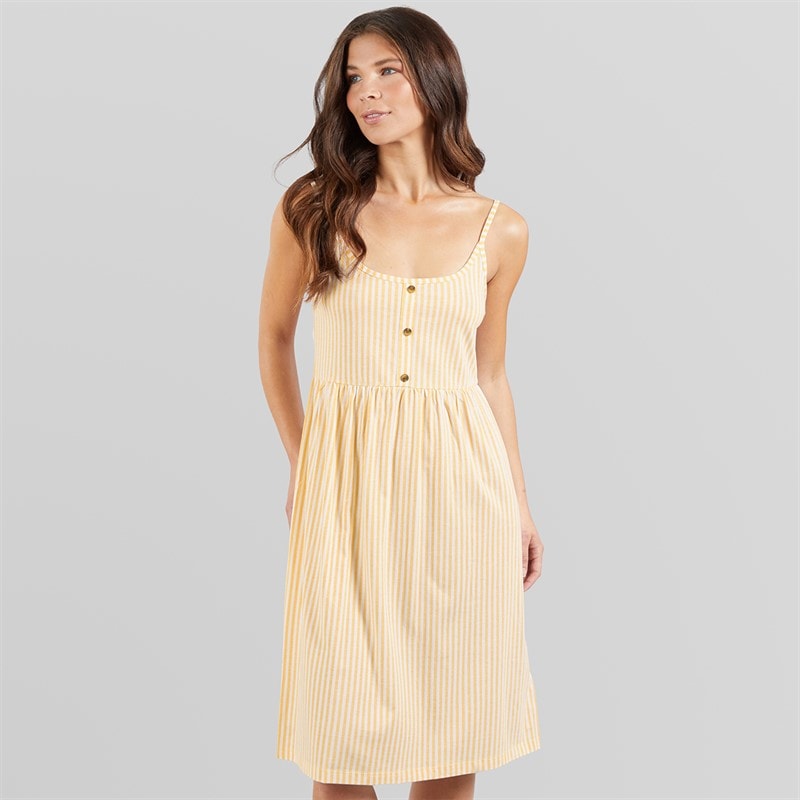 Board Angels Womens Strappy Midi Striped Dress Buttermilk Stripe - Image 1