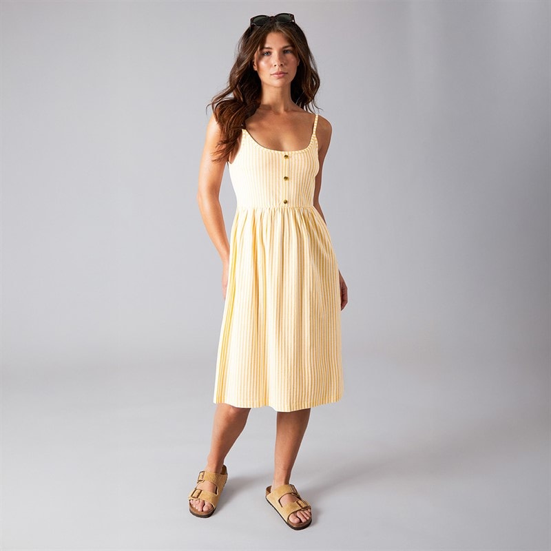 Board Angels Womens Strappy Midi Striped Dress Buttermilk Stripe - Image 4