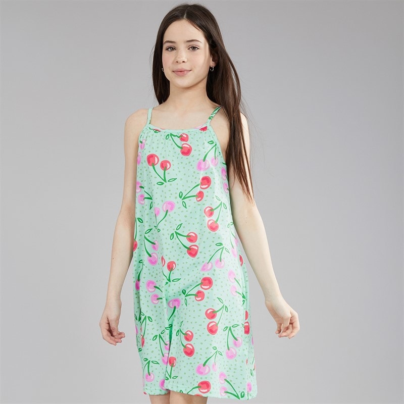 Board Angels Girls Cherry Dress Mint Print