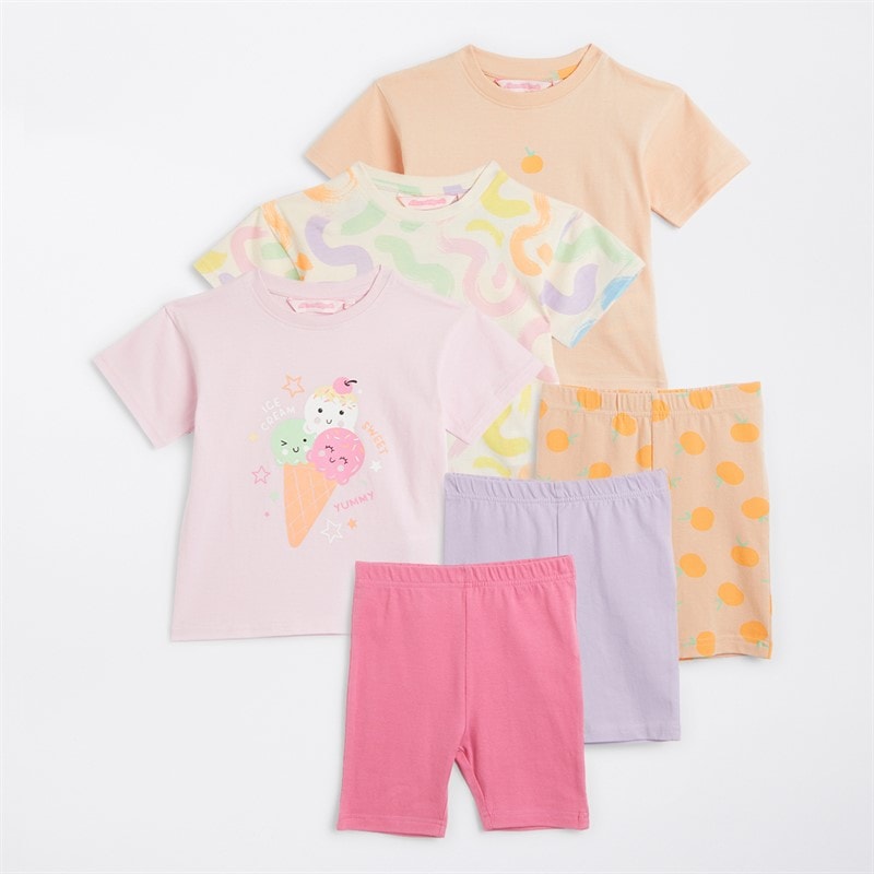 Board Angels Girls Printed Three Pack T-Shirts And Cycle Shorts Sets Multi