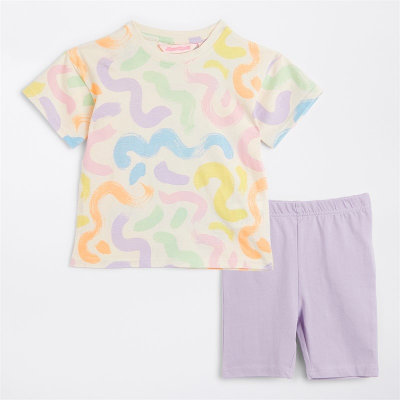 Board Angels Girls Printed Three Pack T-Shirts And Cycle Shorts Sets Multi - Image 3
