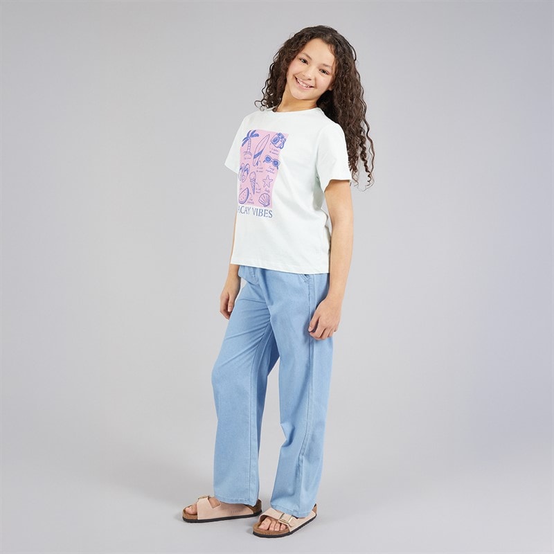 Board Angels Girls Wide Leg Pull On Jeans Light Wash - Image 3
