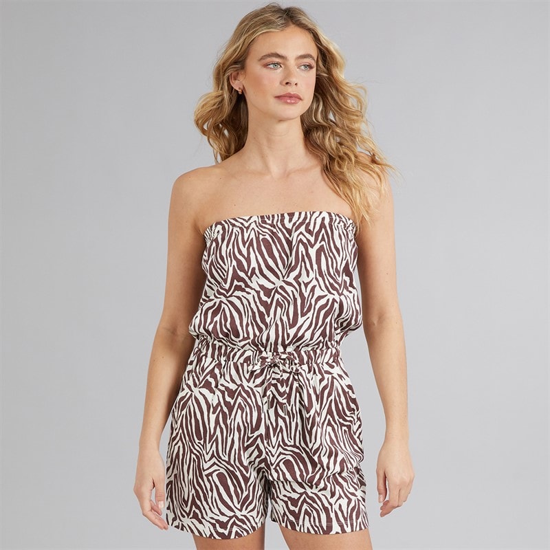 Board Angels Womens Playsuit With Detachable Straps Brown/Cream - Image 3