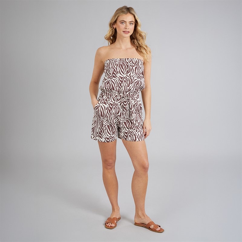 Board Angels Womens Playsuit With Detachable Straps Brown/Cream - Image 5
