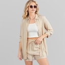 Board Angels Womens Set Long Shirt And Shorts Set Ecru