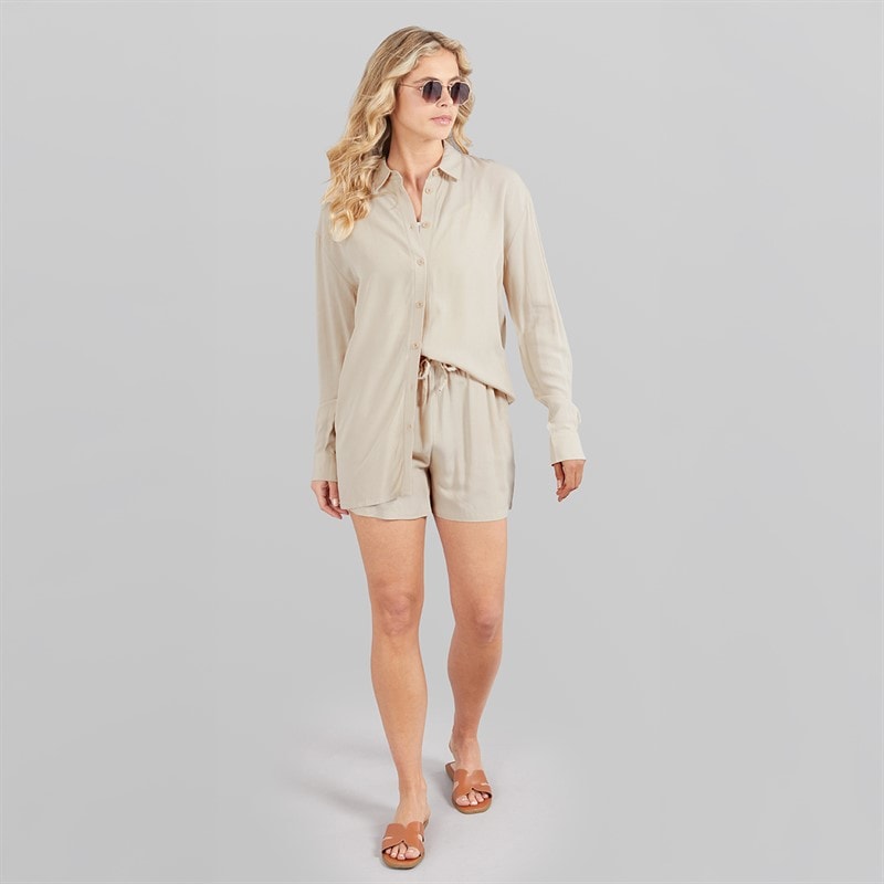 Board Angels Womens Set Long Shirt And Shorts Set Ecru - Image 3