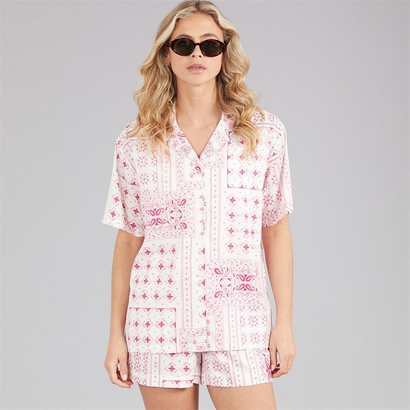 Board Angels Womens Bandana Print Shirt Pink Print - Image 3