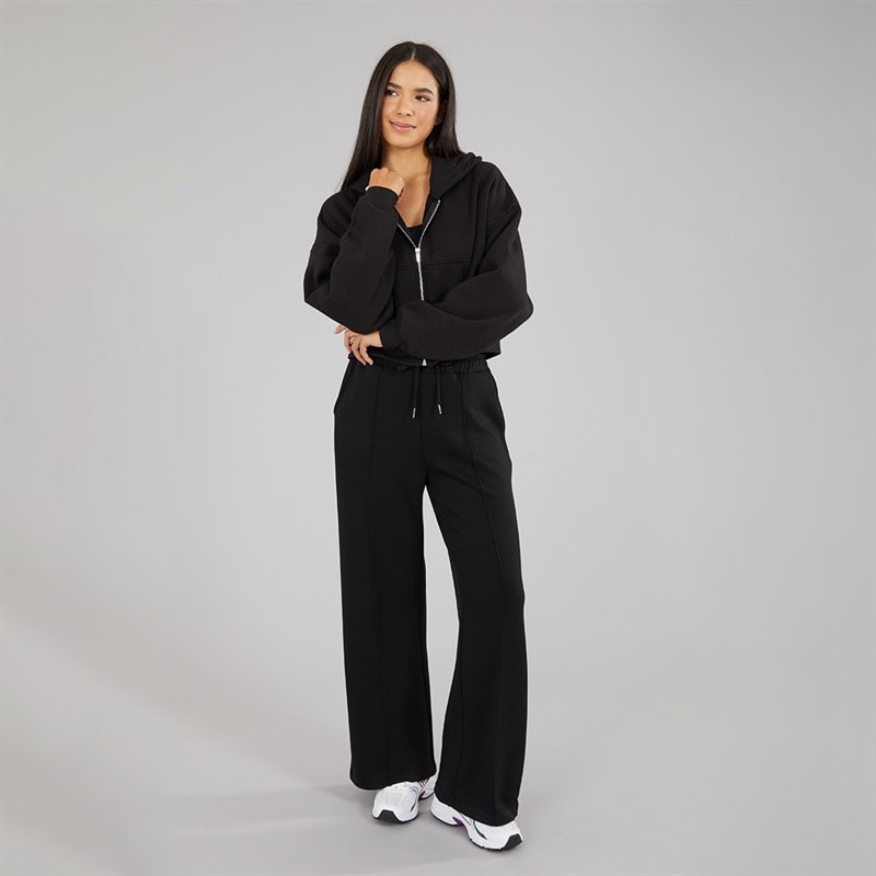 Board Angels Womens Oversized Cropped Zip Through Hoodie Black - Image 4