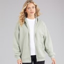 Board Angels Womens Oversized Zip-Through Hoodie Olive
