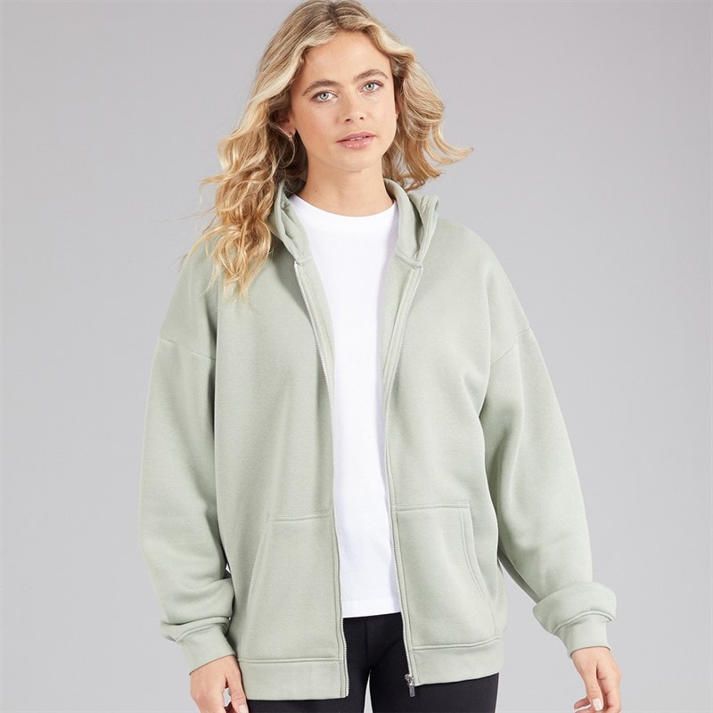 Board Angels Womens Oversized Zip-Through Hoodie Olive