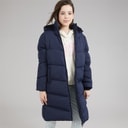 Board Angels Girls Hooded Long Puffer Jacket Navy