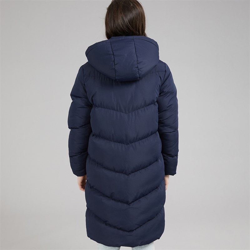 Board Angels Girls Hooded Long Puffer Jacket Navy - Image 2