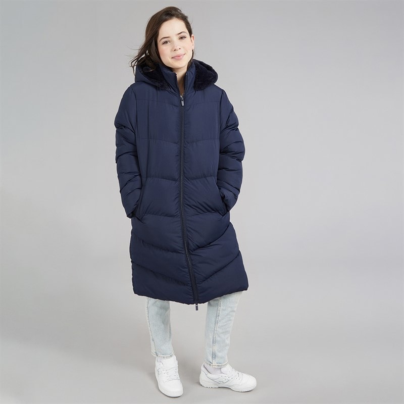Board Angels Girls Hooded Long Puffer Jacket Navy - Image 4