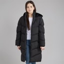 Board Angels Girls Hooded Long Puffer Jacket Black