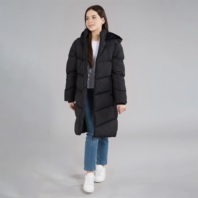 Board Angels Girls Hooded Long Puffer Jacket Black - Image 4