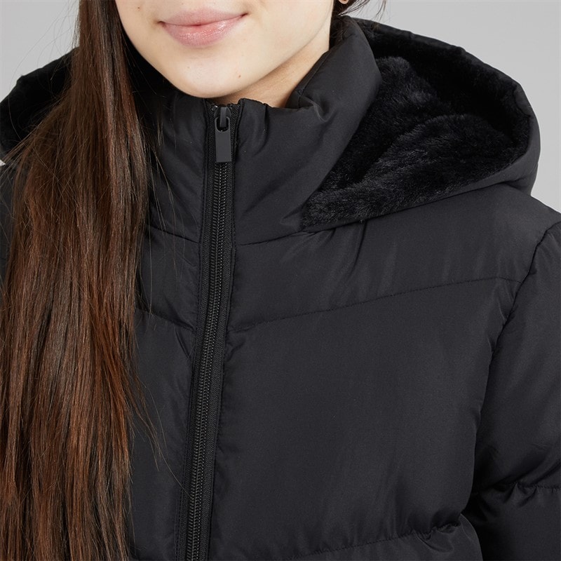 Board Angels Girls Hooded Long Puffer Jacket Black - Image 5