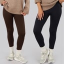 Board Angels Womens Two Pack Fleece Lined Leggings Black/Chocolate